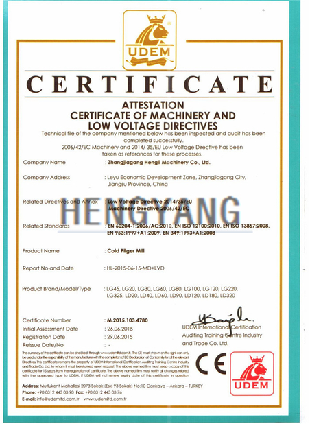 China Zhangjiagang Hengli Technology Co.,Ltd certificaciones